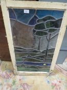 AN ART NOUVEAU LEADED GLASS PANEL