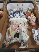 THREE TRAYS OF ASSORTED STAFFORDSHIRE FLATBACK STYLE FIGURES AND OTHERS 