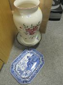 A QUANTITY OF CERAMICS ETC TO INCLUDE A LARGE FLORAL CERAMIC VASE UNUSUAL LARGE STUDIO POTTERY