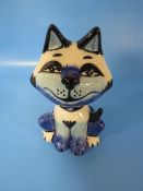 A LORNA BAILEY BLUE AND WHITE CAT