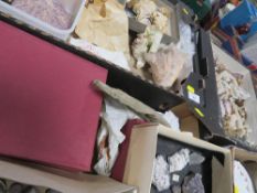 THREE TRAYS OF GEOLOGICAL ROCK EXAMPLES, SEA SHELLS ETC
