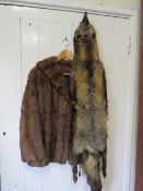 A VINTAGE FUR COAT WITH A STOLE