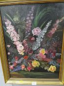 W. BARRIE - AN OIL ON BOARD DEPICTING FLORAL STILL LIFE 60 X 44 CM