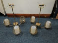 A PAIR OF RETRO HANGING LIGHT FITTINGS