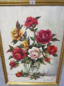 D.C. FRANCOIS - A FRAMED OIL ON CANVAS DEPICTING FLORAL STILL LIFE 70 X 50 CM