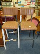 A PAIR OF TAN BAR/KITCHEN STOOLS