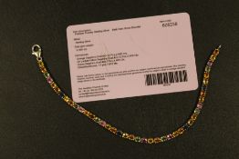 A 925 SILVER MULTI COLOURED STONE SET LADIES BRACELET