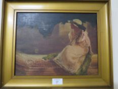 A LATE 19TH CENTURY OIL ON CANVAS DEPICTING A LADY 24.5 X 31.5 CM (FOYER)