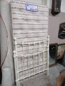 A MODERN VICTORIAN STYLE SINGLE BED FRAME AND MATTRESS