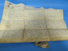 A CHARLES I INDENTURE DATED 1633, HAND WRITTEN IN BLACK INK ON VELLUM