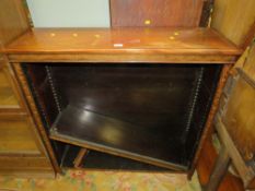 AN ANTIQUE INLAID MAHOGANY OPEN BOOKCASE W-107 CM A/F