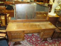 AN OAK GOTHIC DRESSING TABLE