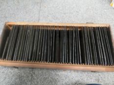 A BOX OF ANTIQUE GLASS SLIDES A/F