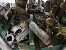 TWO TRAYS OF ASSORTED METAL WARE TO INCLUDE MIRRORS