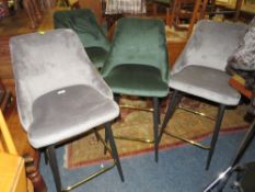 TWO PAIRS OF MODERN UPHOLSTERED BAR / KITCHEN STOOLS