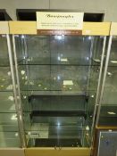 A MODERN TWO DOOR LIGHT-UP DISPLAY CABINET WITH KEYS 198 X 100 CM