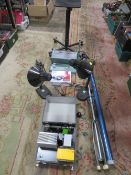 A SLIDEX PROJECTOR WITH RELATED ITEMS PLUS TWO ANGLE POISE LAMPS AND A BOXED CASSETTE PLAYER