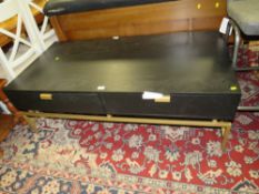 A MODERN LOW TWO DRAWER CONSOLE / COFFEE TABLE