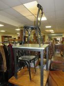 TWO MODERN BISTRO TABLES AND TWO CHAIRS