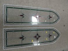 TWO IMPERIAL GOTHIC SHAPED GLAZED LEADED LIGHTS - ONE A/F