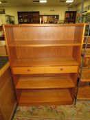 A PARKER KNOLL TEAK BOOKCASE WITH A TEAK TV CABINET (2)