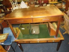 A VINTAGE TWO DRAWER OFFICE DESK W-138 CM