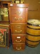 A VINTAGE 'PRE-EMINENT FILE' FOUR DRAWER OAK FILING CABINET