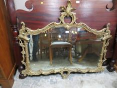 AN EARLY 20TH CENTURY GILT CARVED HANGING MIRROR 107 X 118 CM