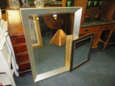 TWO MODERN RECTANGULAR WALL MIRRORS