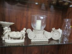 A COLLECTION OF MODERN CANDLE HOLDERS DISH A/F