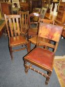 FIVE ASSORTED VINTAGE DINING CHAIRS