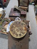 A TRAY OF ASSORTED TREEN TO INCLUDE A BOOK SLIDE, TOGETHER WITH ANOTHER TRAY TO INCLUDE A MIRROR ETC