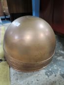 A SET OF 13 COPPER CIRCULAR SHADES/BOWLS DIA. 38 CM