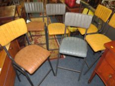 A MATCHED SET OF SIX LEATHER B\AR / KITCHEN STOOLS