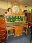 AN ANTIQUE MARBLE TOPPED WASHSTAND - W 107 CM