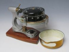 HENRY BROWNE & SON 'SESTRAL' GIMBAL COMPASS, fitted on a wooden plinth, Pat No. 752093, No.84078/V