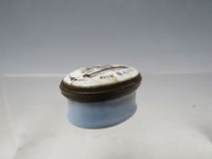 A BILSTON ENAMEL PATCH BOX, 3.5 x 3 cm