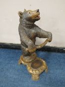 A BLACK FOREST STYLE CARVED STANDING BEAR STICK STAND, with arms outstretched, H 89 cm