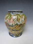 A COBRIDGE LARGE BALUSTER VASE, decorated with Autumnal scenes, impressed factory mark and '02,