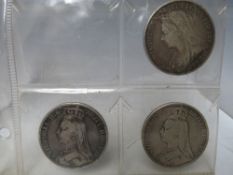 THREE VICTORIAN SILVER CROWNS, 1890 x 2 and 1900 x 1 (3)
