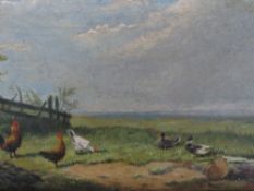 E. VERBOEKHOVEN (XIX). Dutch school, rural landscape with chickens and ducks, signed lower right,