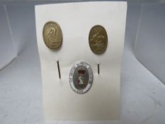 A BRITISH OLYMPIC ASSOCIATION U.S.A. ENAMEL BADGE, together with two Tokyo Olympic 1964 brass tie