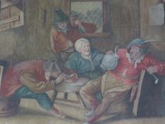 (XVIII-XIX). Continental school, revellers in a tavern interior, unsigned, watercolour, framed and