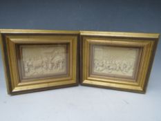 PAIR OF GRAND TOUR STYLE BAS RELIEF PLAQUES, framed and glazed, 9 x 13 cm