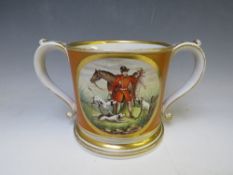 A TWIN HANDLED 'LOVING CUP' FROG MUG MADE FOR 'GEORGE TAFT OF BRIDGNORTH SHROPSHIRE 1868,