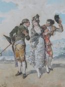 F. MORELLI. Italian school, study of a young woman with two rival suitors, signed and dated 1880