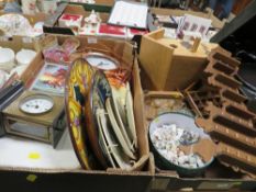 TWO TRAY OF SUNDRIES TO INCLUDE A THIMBLE COLLECTION, COLLECTORS PLATES ETC