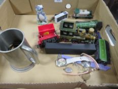 A TRAY OF ASSORTED COLLECTABLE'S INCLUDING LO CO MOTIVE TRAINS ETC