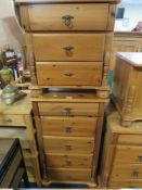 TWO MODERN SLIM PINE CHESTS