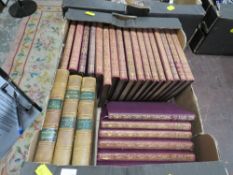 A SMALL TRAY OF ANTIQUE AND OTHER BOOKS TO INCLUDE THOMAS CARLYLE , FRENCH REVOLUTION I N THREE